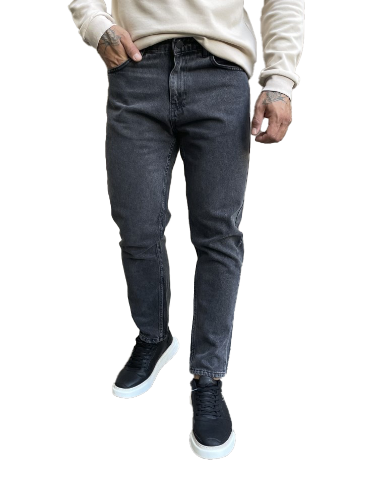 Ανδρικό μαύρο σταθερό Loose Jean πεντάτσεπο με φερμουάρ 2023 φωτογραφία